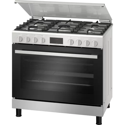 Bosch Series 6 Gas Cooker, 5 Burners, Stainless Steel